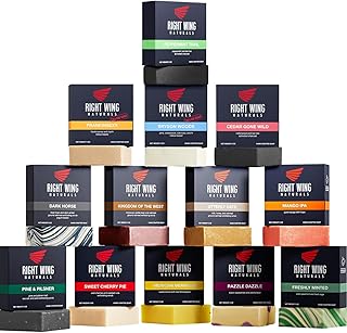 Right Wing Naturals Bar Soap Gift Set for Men | 13 Bar All Natural Variety Pack | Handcrafted Cold-Pressed Soap | Handmade Organic Soap for Men | Most Popular Scents | Natural Scented Men’s Bar Soap