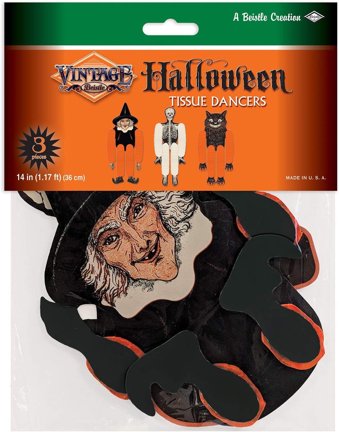 Beistle Vintage Halloween Party Decoration Tissue Dancers - 12 Pack (3/Pkg)