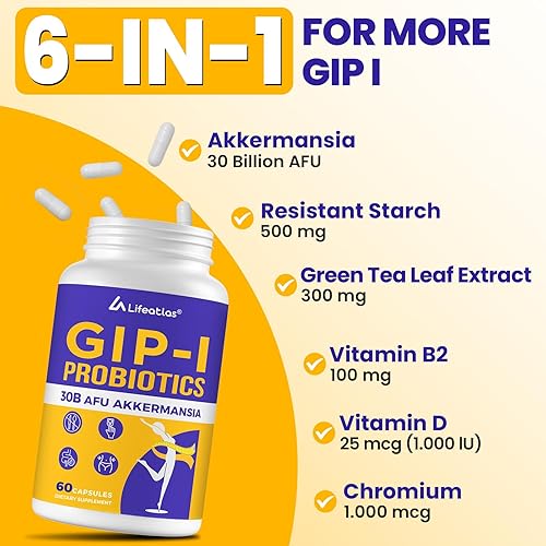 Miniatura 5 de Lifeatlas GIP Suplemento probiótico GIP-I con 30 mil millones de probióticos AFU Akkermansia, probióticos Akkermansia para mujeres y hombres,