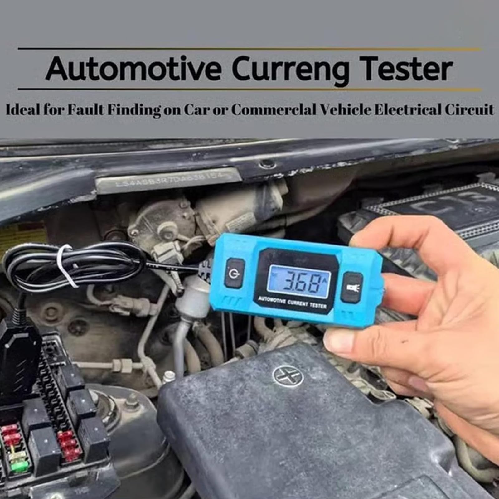 Tester per la sonda di guasto del circuito automobilistico, tester di corrente ad alta precisione, 20 A 48 V, controllo della lama del fusibile del relè per auto con luce anteriore e schermo LCD