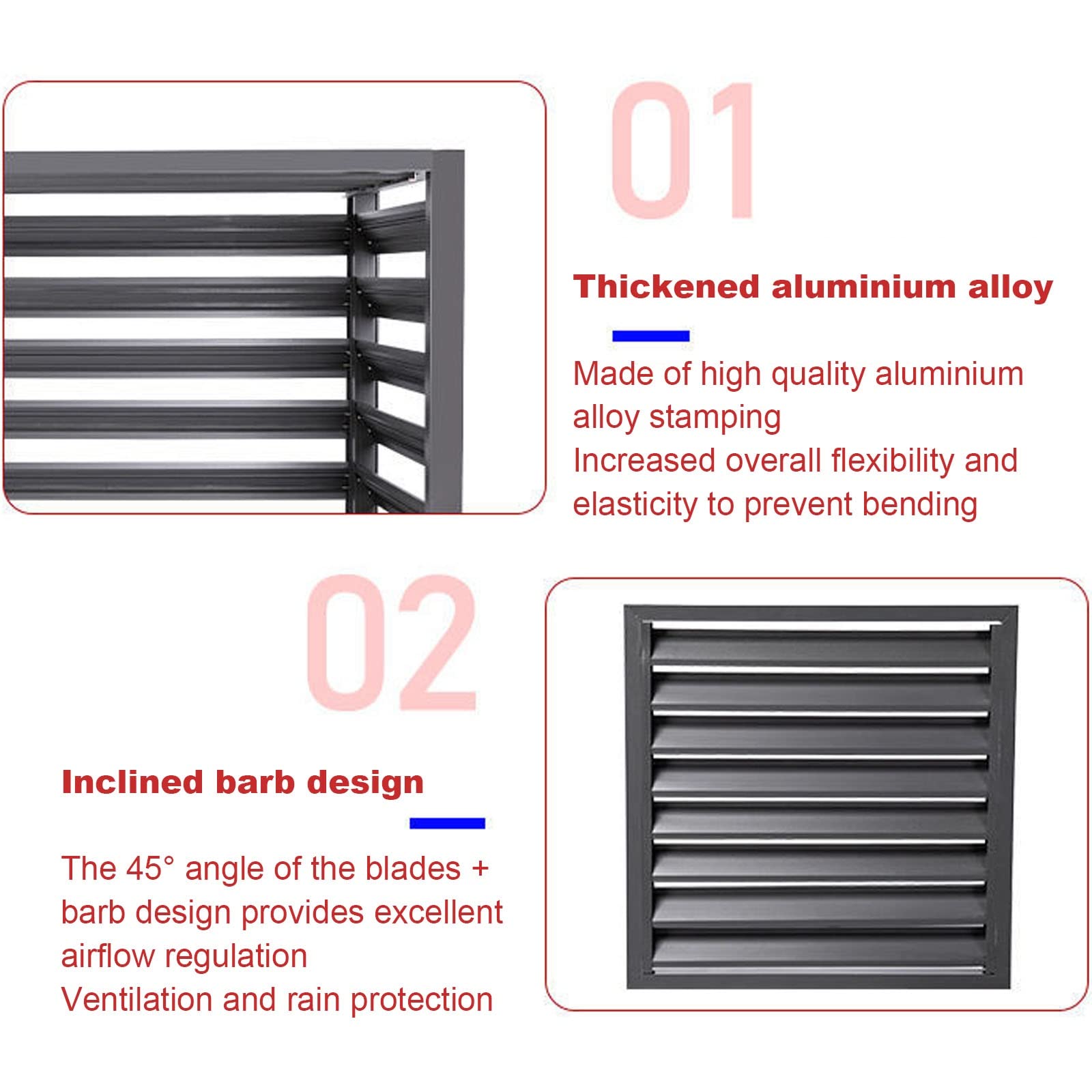 Cubierta deflectora de aire acondicionado, protección contra la lluvia para unidad exterior, escudo de reducción de ruido de aluminio, deflector resistente a la intemperie para un mayor rendimiento y