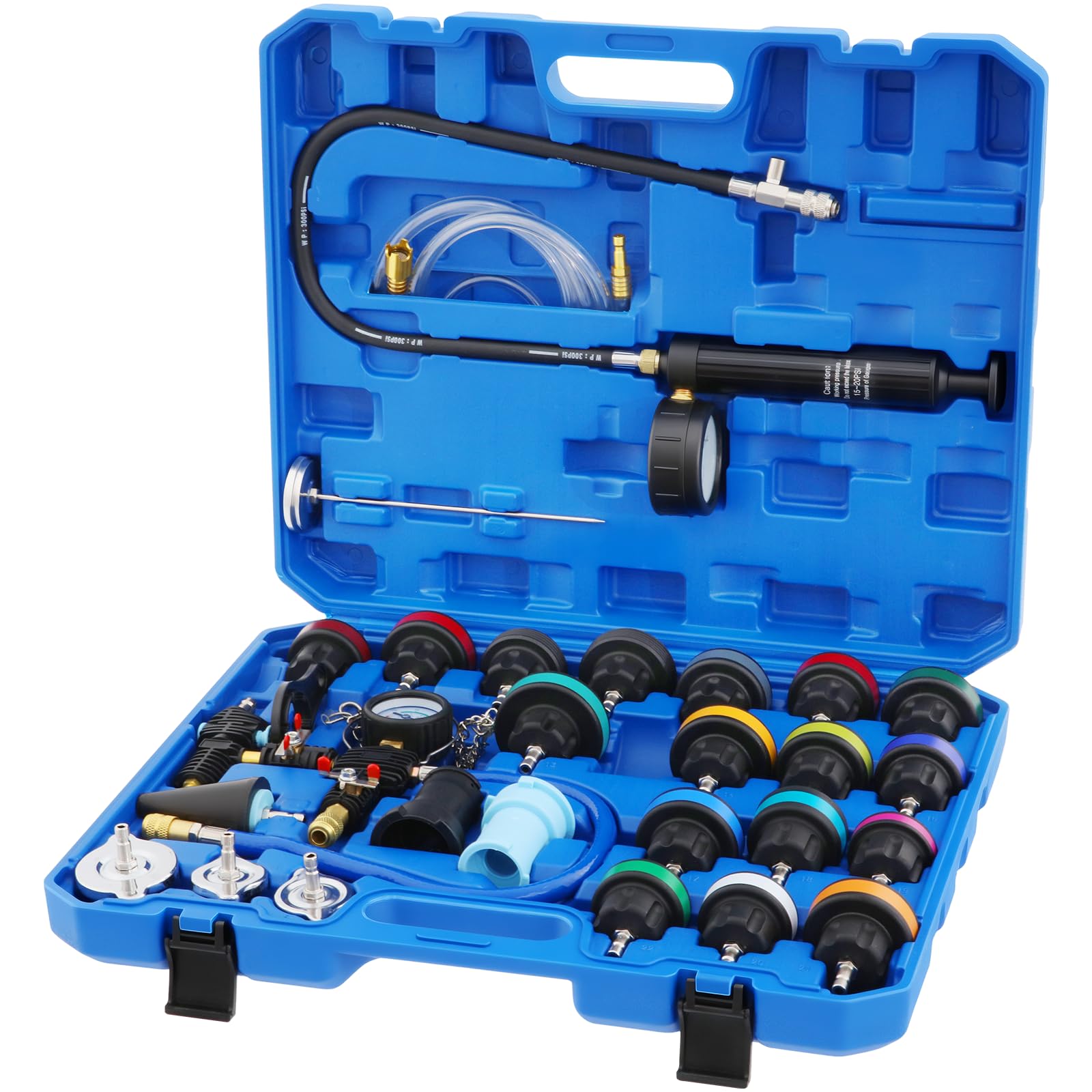 VELPAX 28-TLG Kühlmittel Druckprüfer Set, Universal, mit Vakuum-Entlüftung