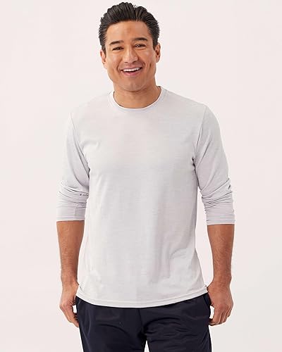 Miniatura 6 de Paquete de 4 Camiseta de manga larga para hombre Dry-Fit que absorbe la humedad Camiseta Atlética con cuello redondo con protección solar