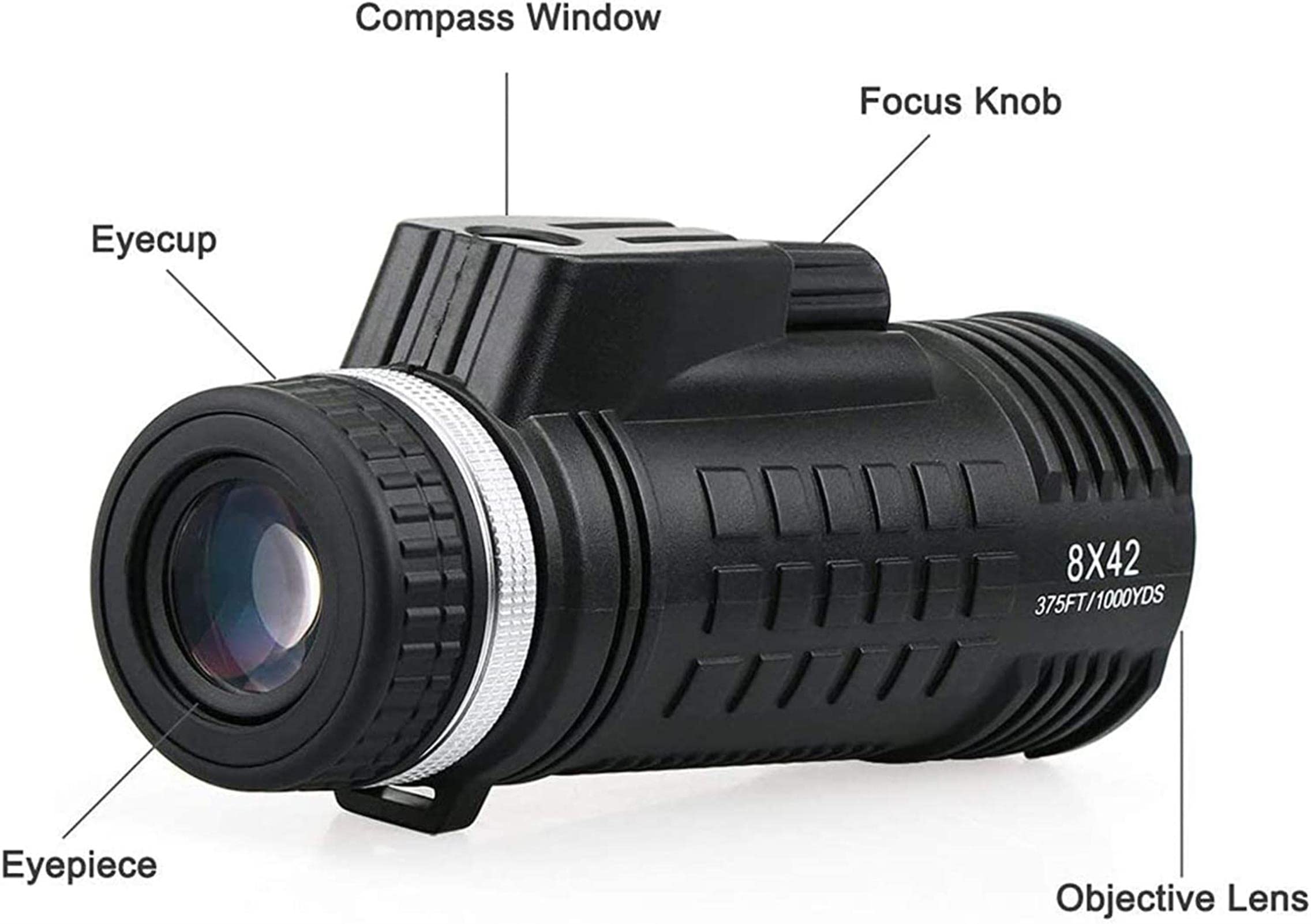REVAHI Telescopio monoculare Impermeabile 8X42, cannocchiale monoculare antiappannamento con telemetro Bussola Integrato, per Birdwatching, Campeggio, Escursionismo