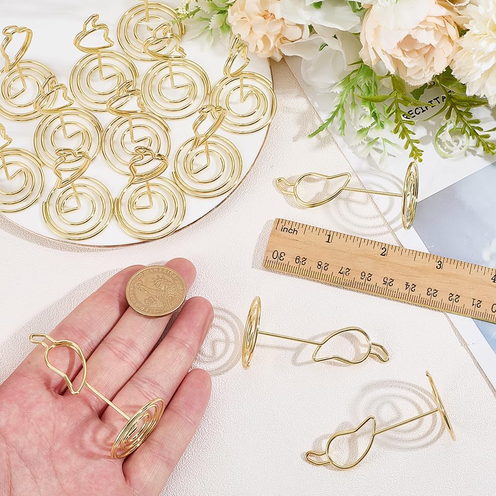 15Pcs Gold Card Holder Pepper Shape Metal Place Card Holders Memo Photo Clip Stands for Table Numbers Name Cards Party Decorations Wedding Accessories Office Desk Supplies Home Display image 3