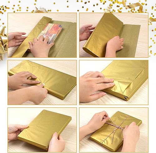Miniatura 4 de Koogel 86 hojas de papel de seda metálico dorado, papel de seda de 20 x 14 pulgadas para bolsas de regalo, papel de seda para envolver regalos,