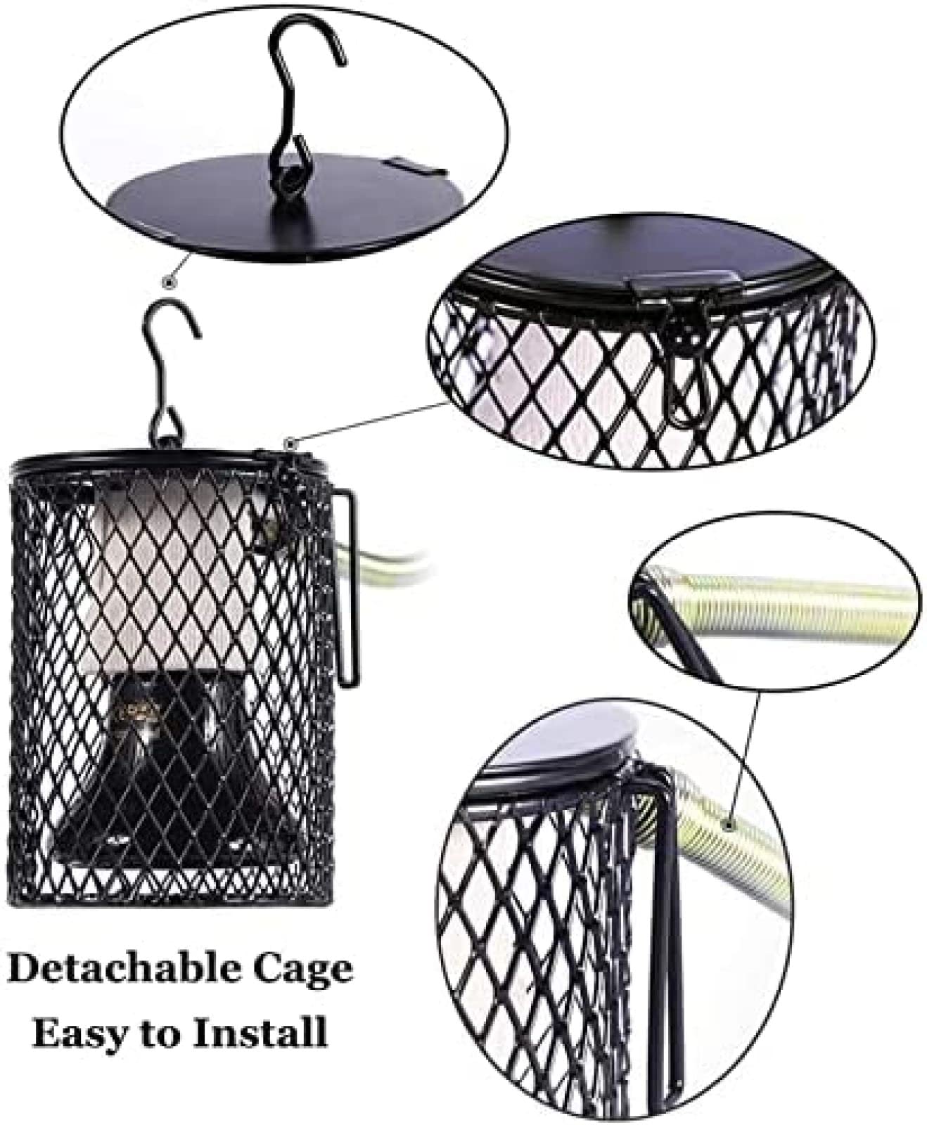 Kit de lámpara de Calor para Reptiles, lámparas calefactoras de cerámica con Pantalla de Seguridad, Bombilla de luz Diurna de 50/75/100 W, para Pollo, Loro, Gato, Perro, 75 W