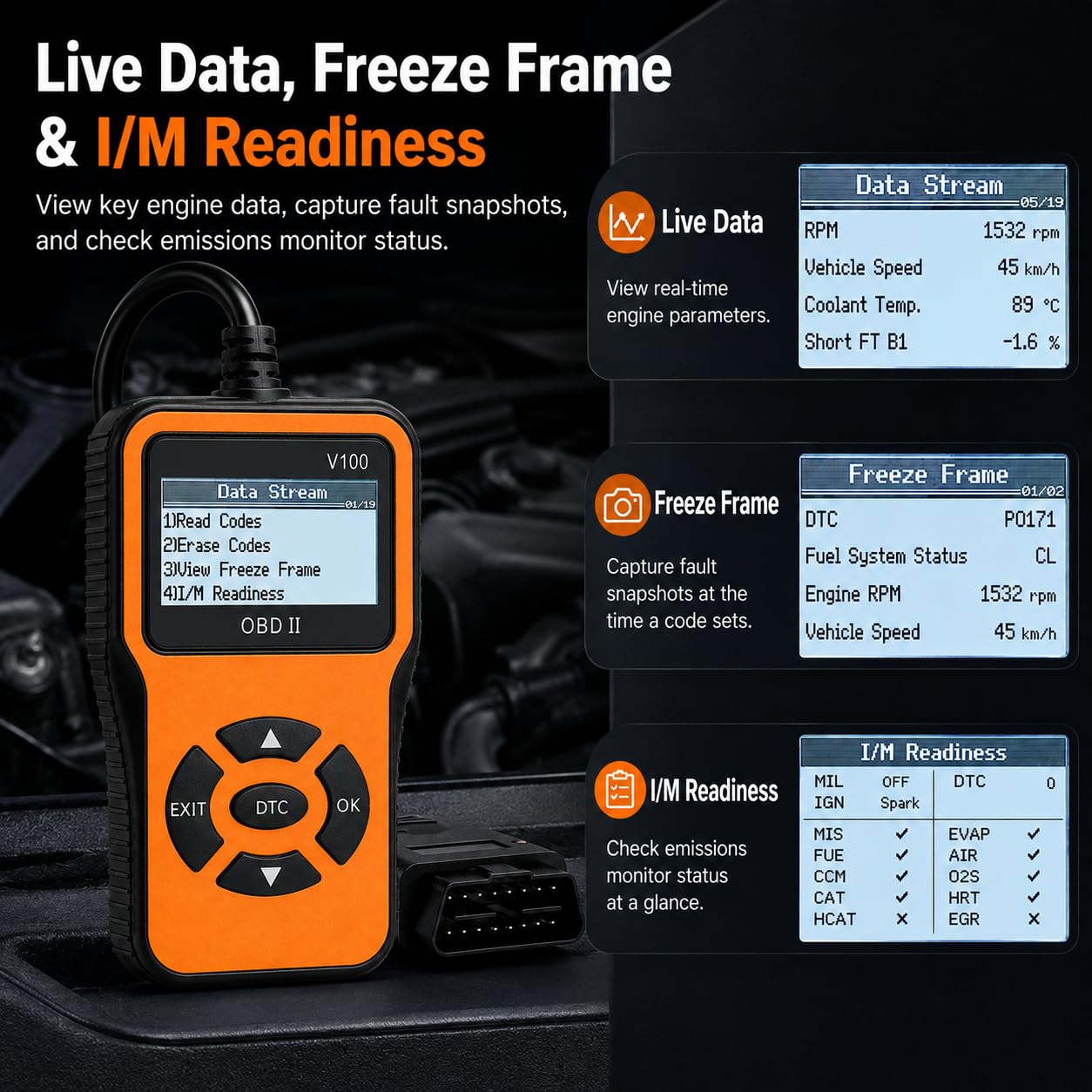 Amazon.com: V100 OBD2 Diagnostic Scanner Tool - Quickly Engine