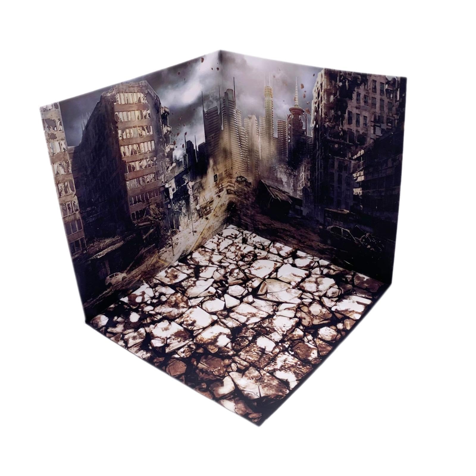 Background Display Case per Collezione di Figure Contenitore Modelli Auto Garage Simulato Esposizione Diorama Miniatura in Foglio PVC Ideale per Decor, rovine
