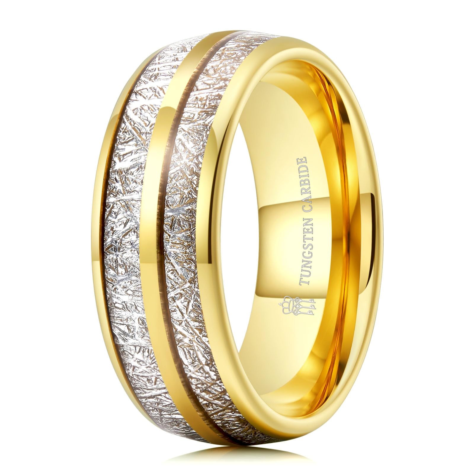 THREE KEYS JEWELRY Tungsten Wedding Band Meteorite Inlay for Men Women
