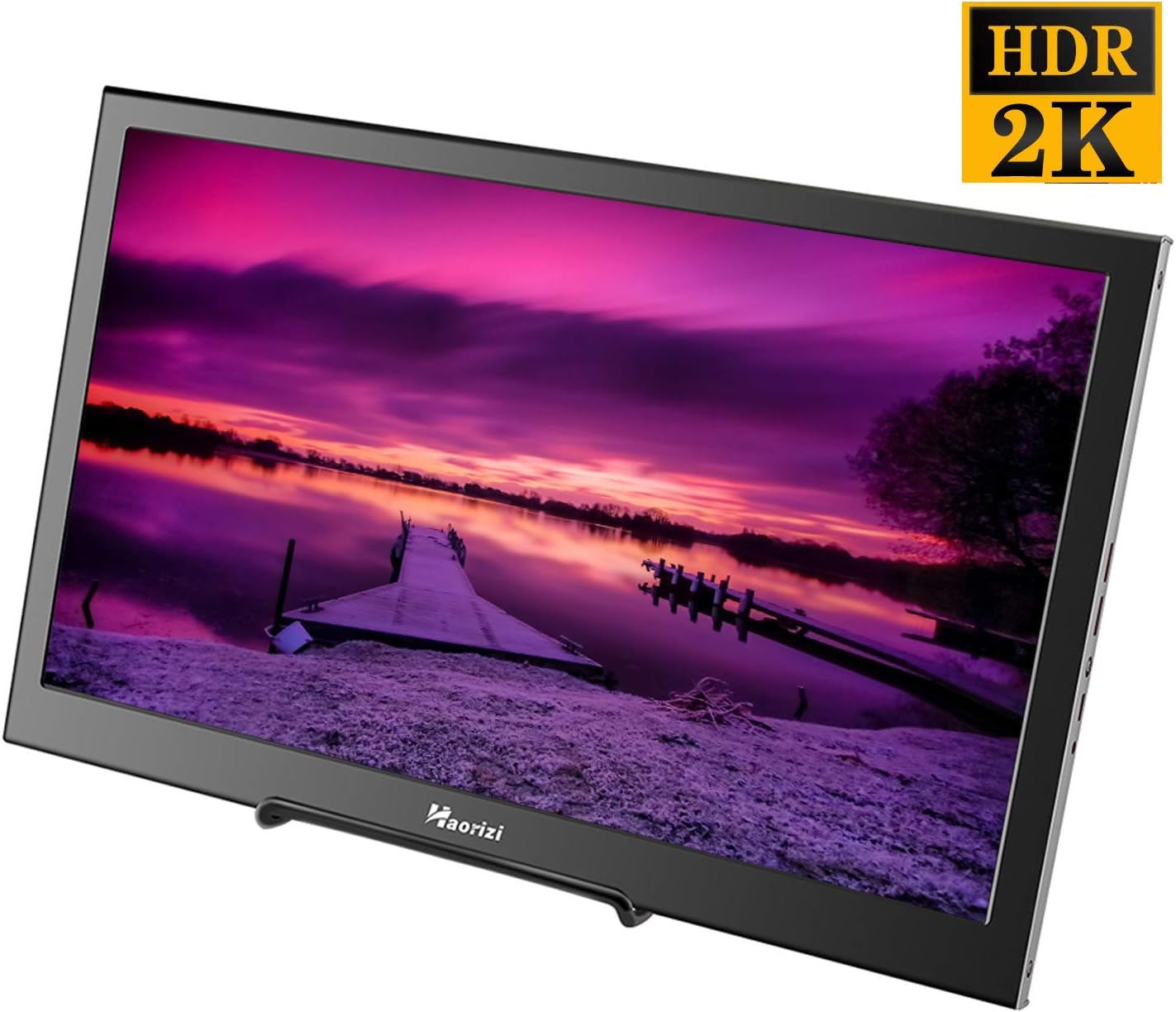 Haorizi Portable Gaming Monitor 13.3 inch 2K HDR 2560x1440 High Resolution IPS Monitor Dual HDMI Interfaces Compatible with Raspberry Pi Screen Built-in Dual Speakers for PC PS4 Xbox One Xbox 360