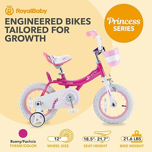 Miniatura 2 de Royalbaby Princess - Bicicleta para niñas de 12, 14, 16, 18, 20 pulgadas, con cesta para niños de 3 a 12 años