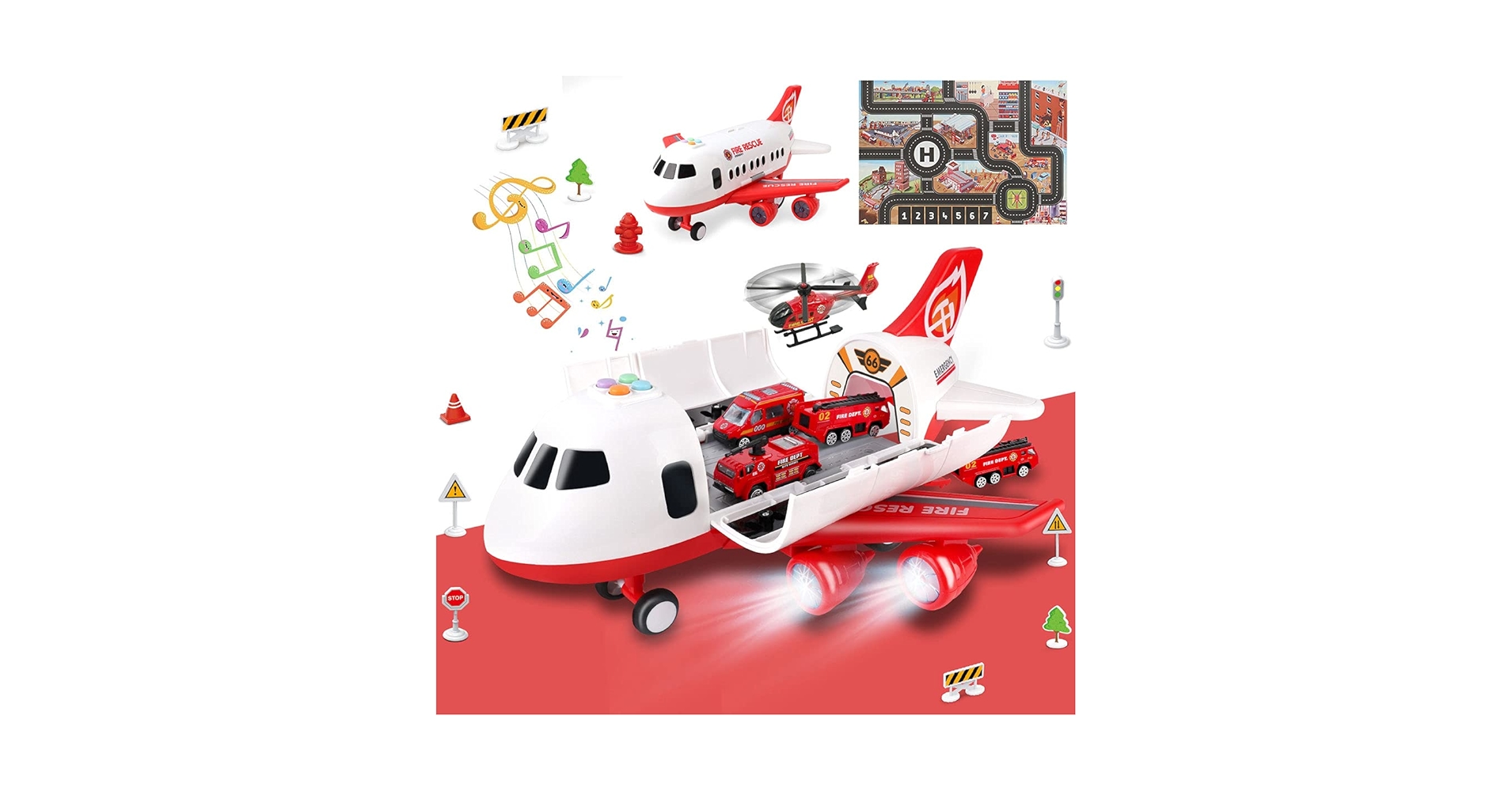 Dwi Dowellin Airplane Toy with Fire Truck Cars and ... - Amazon.com