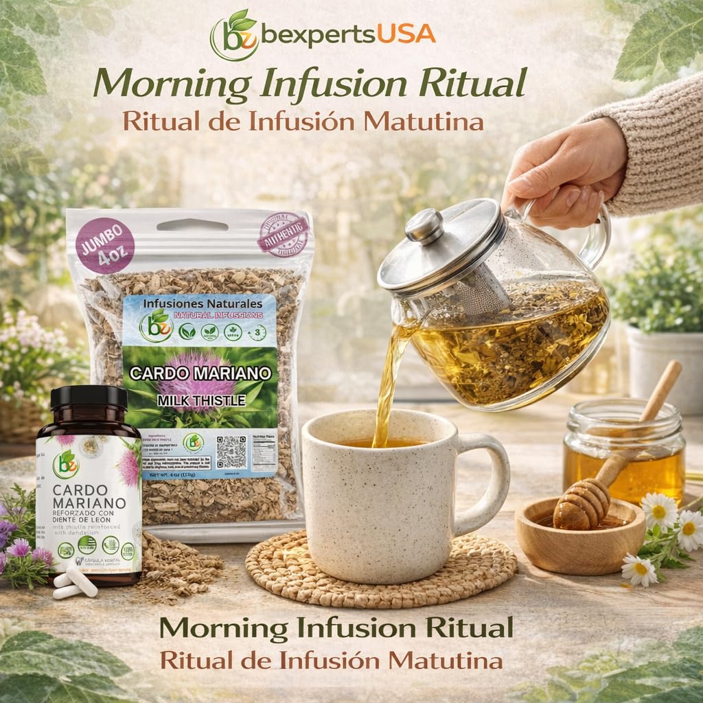 Cardo Mariano Herb Tea & Capsules | Vegan | 100% Pure & Natural Milk Thistle | Loose Tea 4oz (113g) + 60 Capsules (1000 mg Each) - Herbal Dietary Supplement | Extra Forte — Amazon image 4