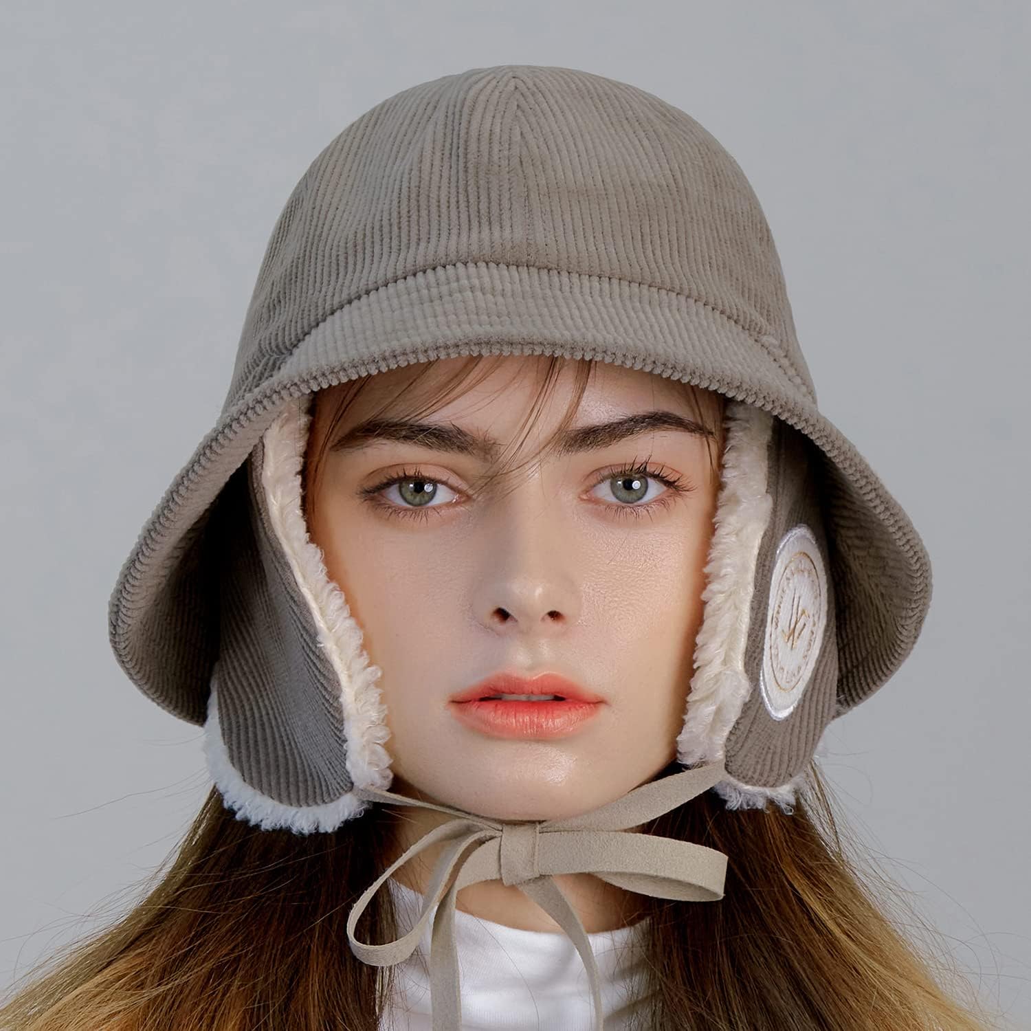 Corduroy Earmuff Bucket Hat Sunny Ear Flaps Chin Strap Trapper Trooper Hat