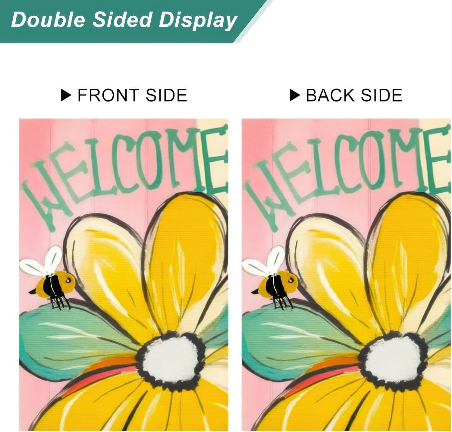 Welcome Spring Garden Flag 12x18 Double Sided Sunflower Bee Seasonal Small Flags For Outside Outdoor Decor Yard Farmhouse Holiday Spring Summer Decorations Yard Flags - Image 6