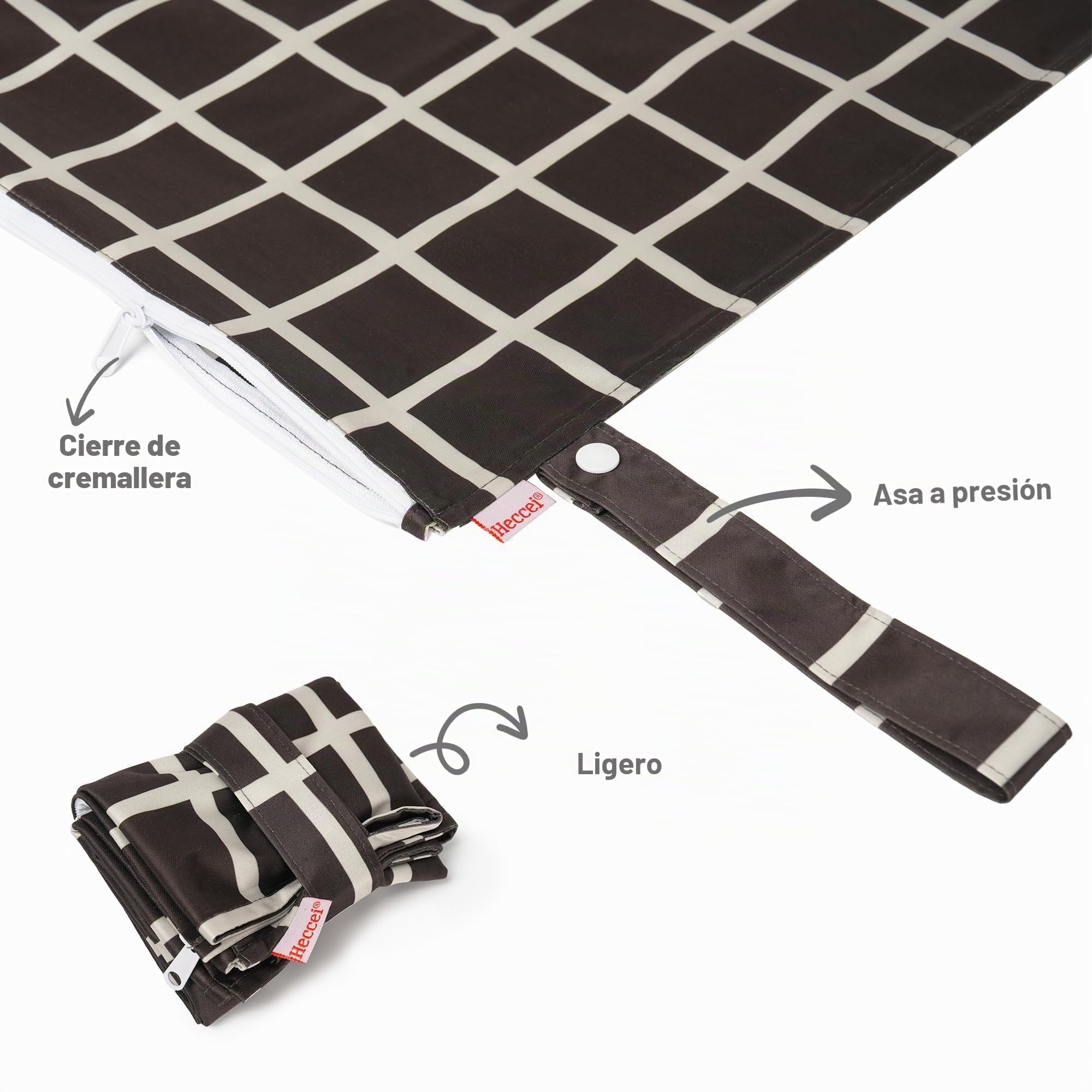 HECCEI 2 Bolsas de Tela Impermeables y secas y Reutilizables, Lavables, con Bolsa de Gancho, 33 x 38 cm, para Actividades al Aire Libre