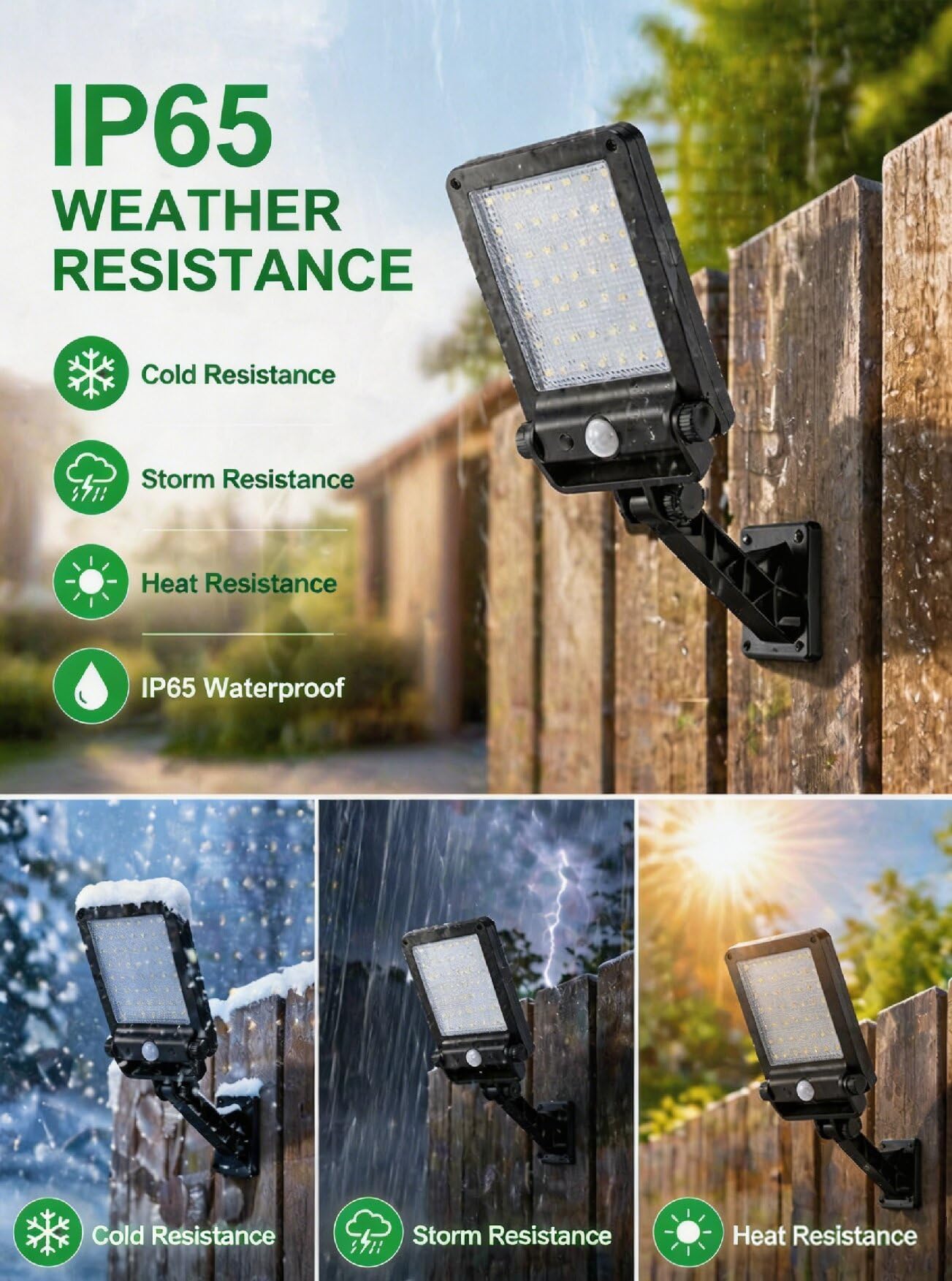 Aigostar Faretti LED da Esterno Solari 50W, 6500K Luce Solare Esterno con Sensore di Movimento PIR e 3 Modalità, IP65, Lampione Solare a LED da Parete per Giardino Terrazza Garage Vialetto, Pack da 4