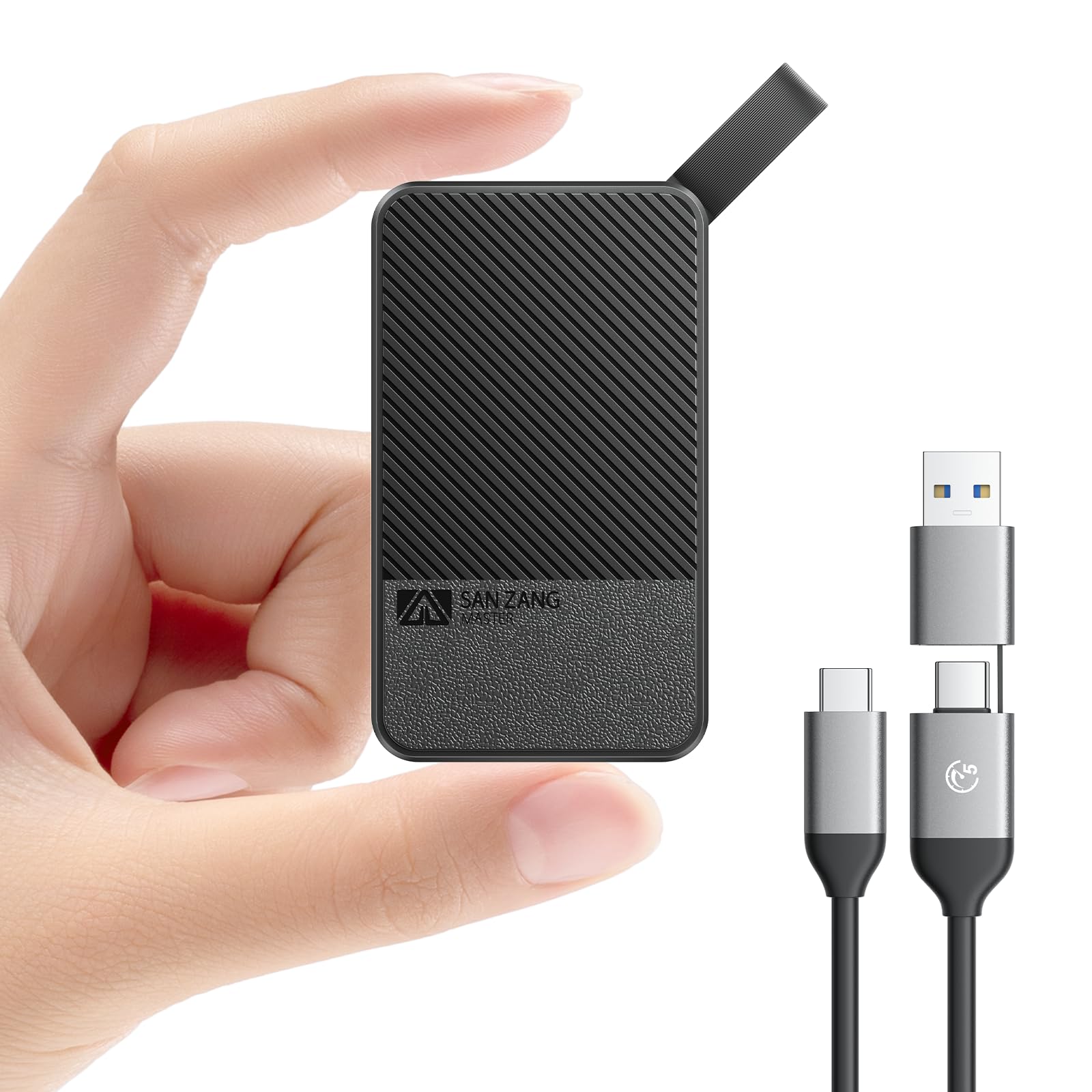 SAN ZANG MASTER Externe Festplatte 2TB,560 MB/s Lesen, 520 MB/s Schreiben,USB 3.2 Gen.1, Festplatte Extern für iPhone15-Serie, PC und Spielkonsole, Schwarz