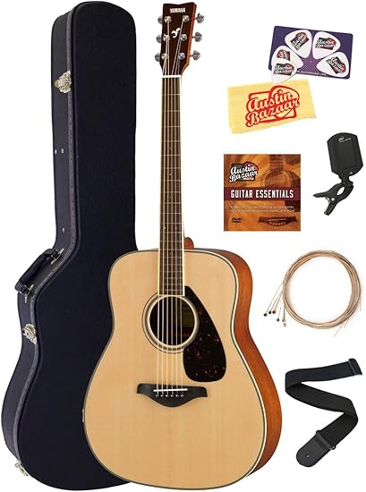 Yamaha Fg820 Acoustic Guitar - Amazon Com Yamaha Fg820 Solid Top Folk Acoustic Guitar Natural Bundle With Hard Case Tuner Strings Strap Picks Austin Bazaar Instructional Dvd And Polishing Cloth Musical Instruments