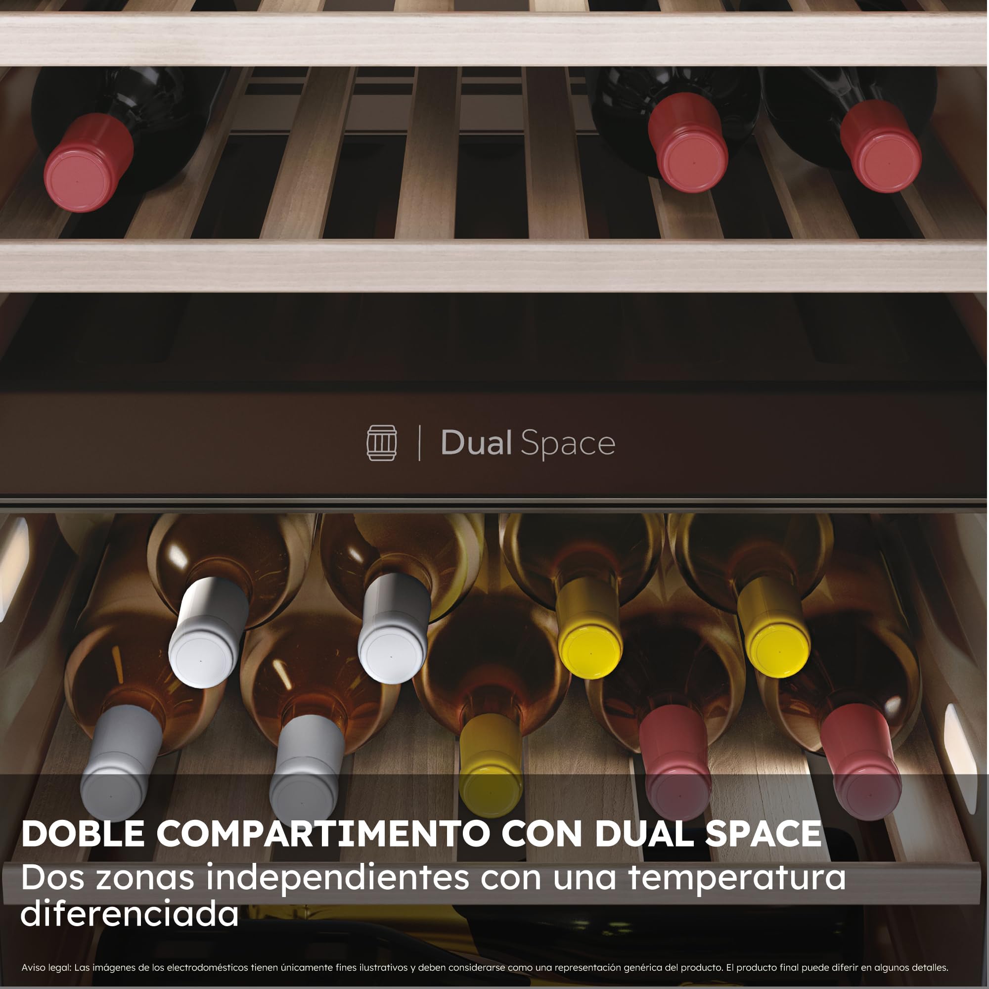 Haier Wine Bank 50 Series 7 HWS77GDAU1 Vinoteca de 77 botellas, WIFI, 2 Zonas, Estantes de madera, Filtro Anti-UV, Filtro de carbón, Refrigeración por Compresor, Display Digital, LED, 37 dbA, Negra