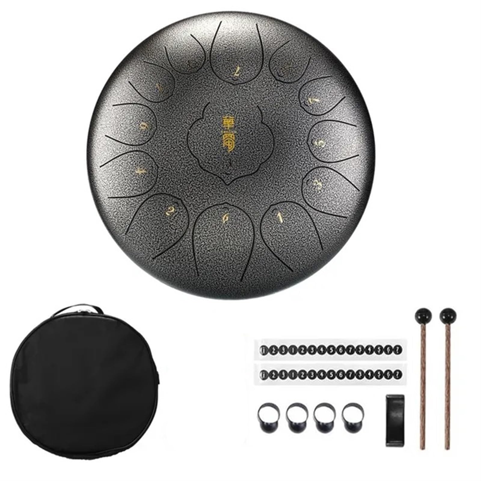 Zgcrumphant Silver 12 Inch 13 Tone Handpan Drum In C Minor, Steel Tongue Percussion Instrument With Padded Bag And Mallets For Garden(Silver)