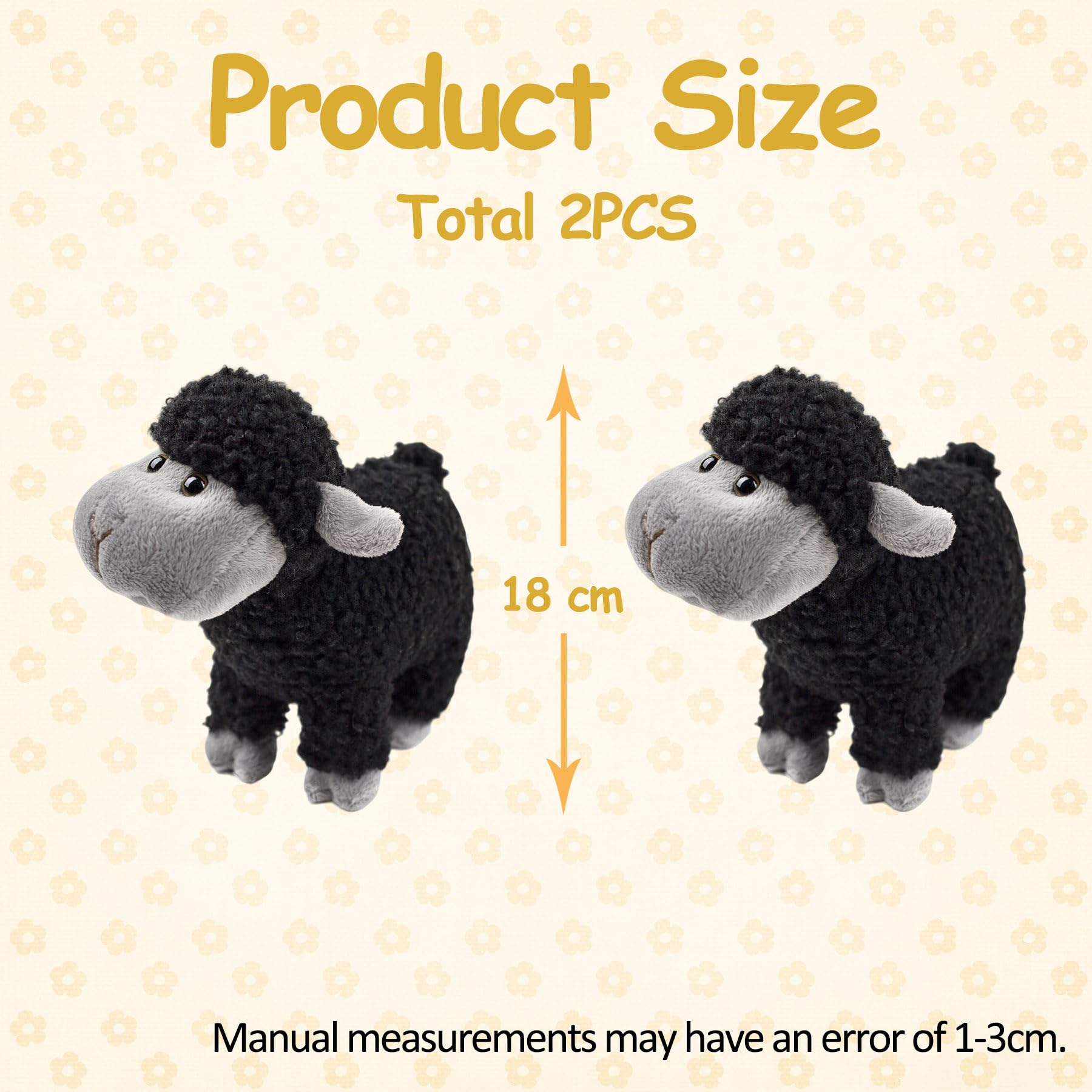 Cuddly Toy Black Lamb 2pcs Super Soft Cute Little Sheep Stuffed Animal Funny Baby Plush Toy Companions for Cuddling Napping & Home Decor Children's Gift for Easter Christmas Girls Boys - Image 2