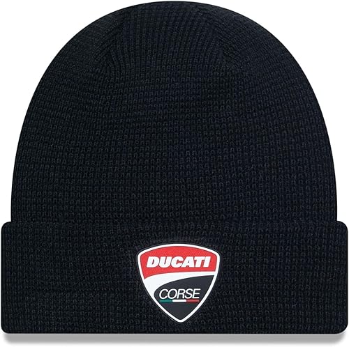 New Era Ducati Motors Winter Beanie Hat Rubber Patch, black, One Size