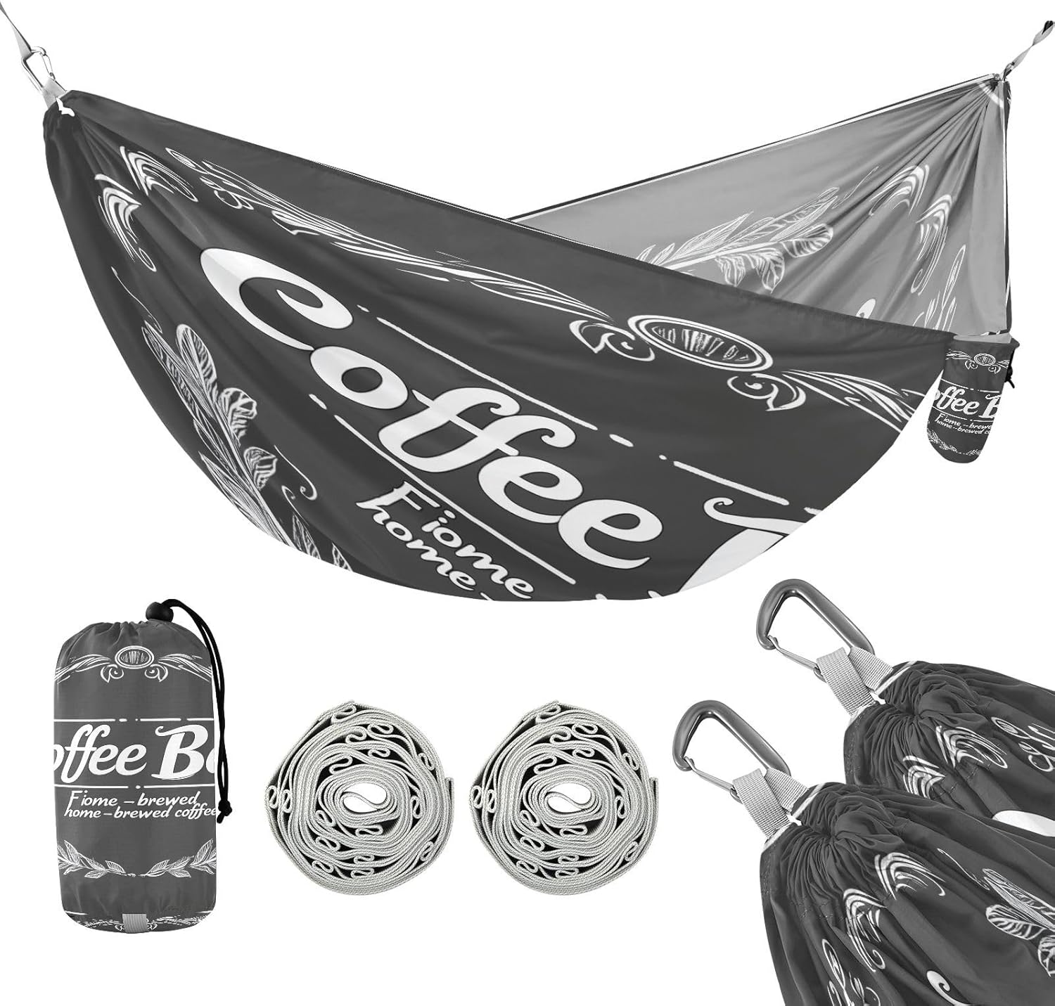 Coffee Bar Finely Home Camping Hammock Single Portable Hammocks 330 lbs Capacity with 2 Tree Straps and Attached Carry Bag,Perfect for Outdoor,Indoor,Beach,Camping,Travel