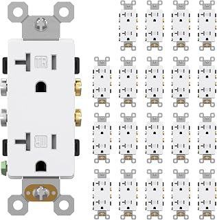 AIDA 20A Tamper Resistant Decorator Outlet, NEMA 5-20R Residential Receptacle, Self-Grounding Electrical Wall Outlet, UL Listed, White, 20 Pack