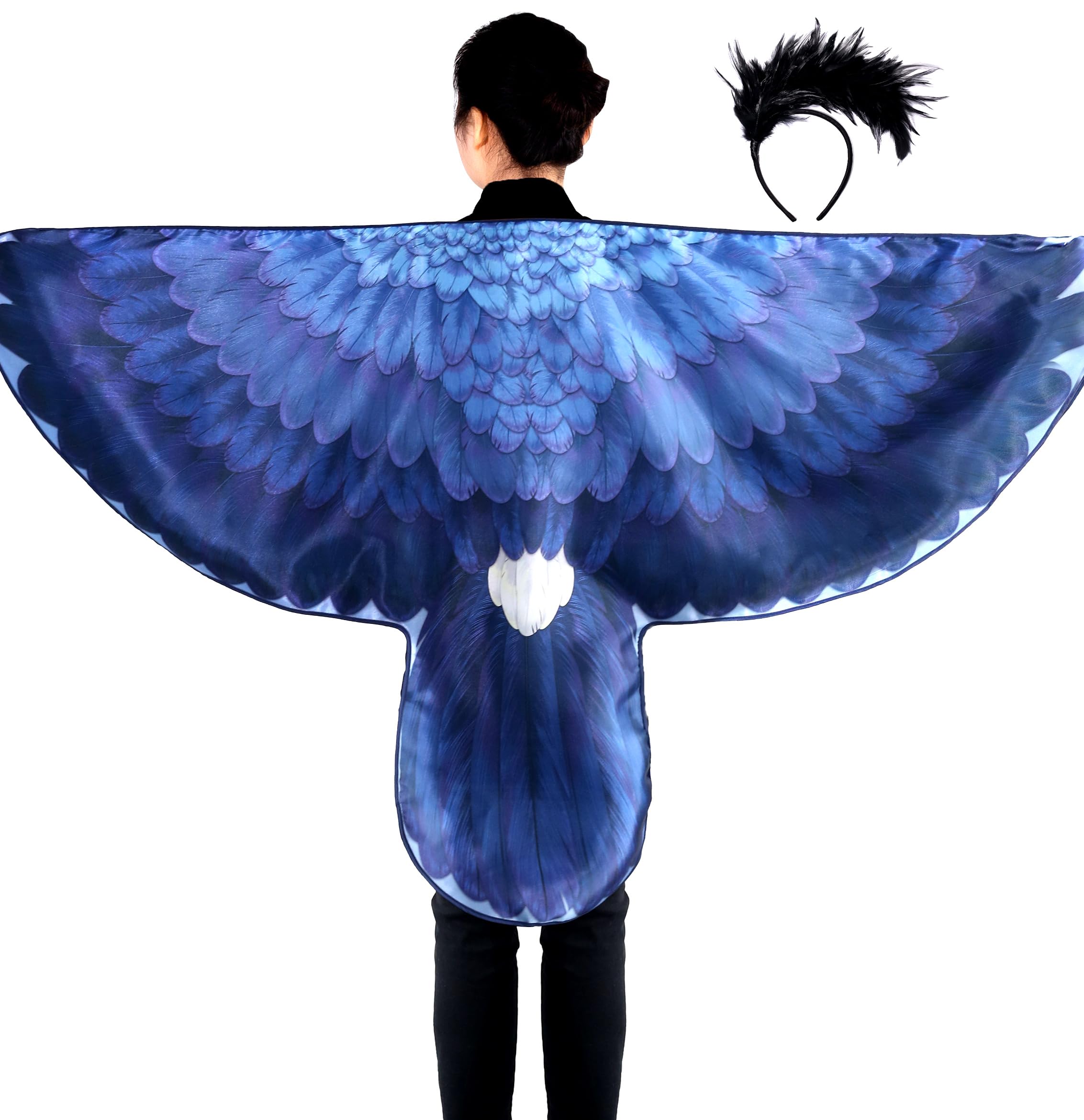Double-Sided Adults Parrot Costume Bird Wings for Women Fairy Festival Cosplay Party with Mardi Gras Headpiece