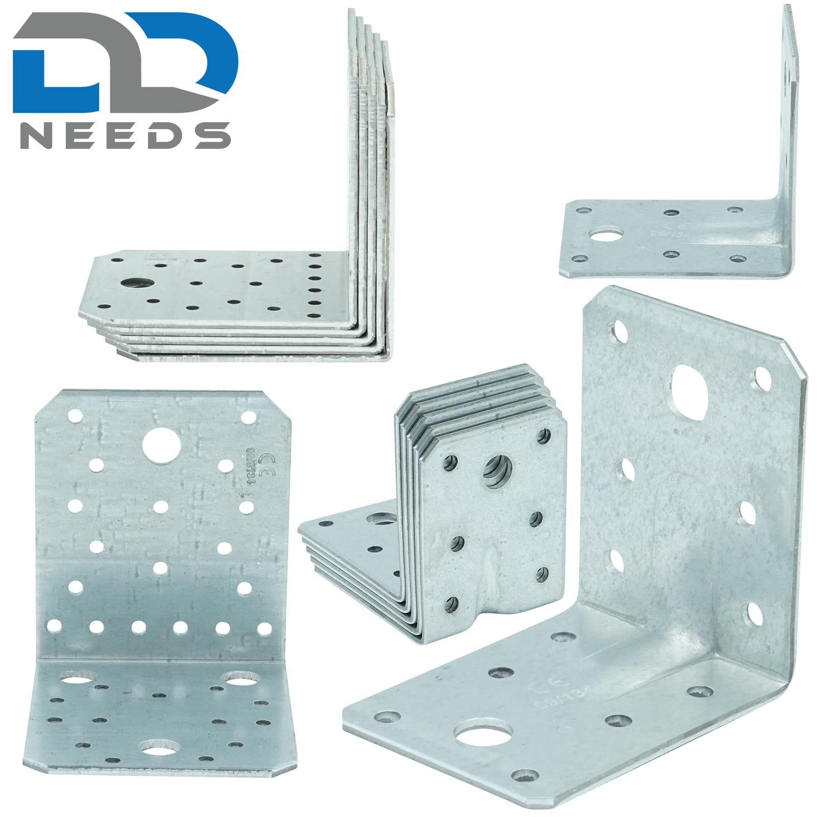 D2D | Winkelverbinder Set 105 x 105 x 90 mm ohne Steg - 25 Stück + 250 Stück Ankernägel 4 x 60 mm - Handwerker Set - Montagewinkel für stabile Verbindungen