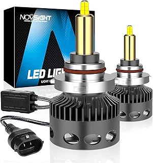 NOVSIGHT 9012 HIR2 LED Headlight Bulbs 360 Degree, 600% Super Bright 22000LM 120W LED High and Low Beam Conversion Kits, 6500K Cool White Plug and Play Halogen Replacement, Pack of 2