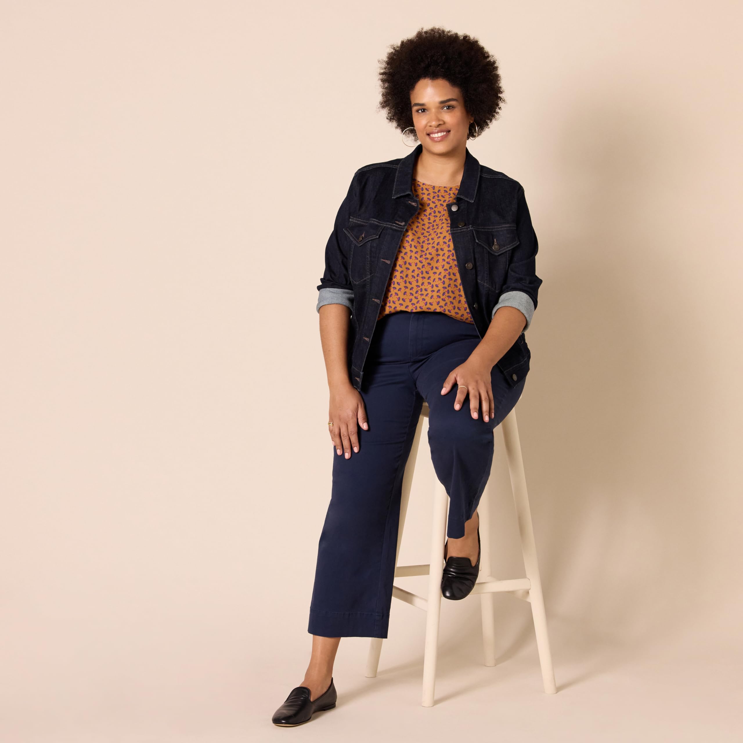 Amazon Essentials Femme Pantalon kaki taille haute, coupe ajustée, longueur cheville, jambe large