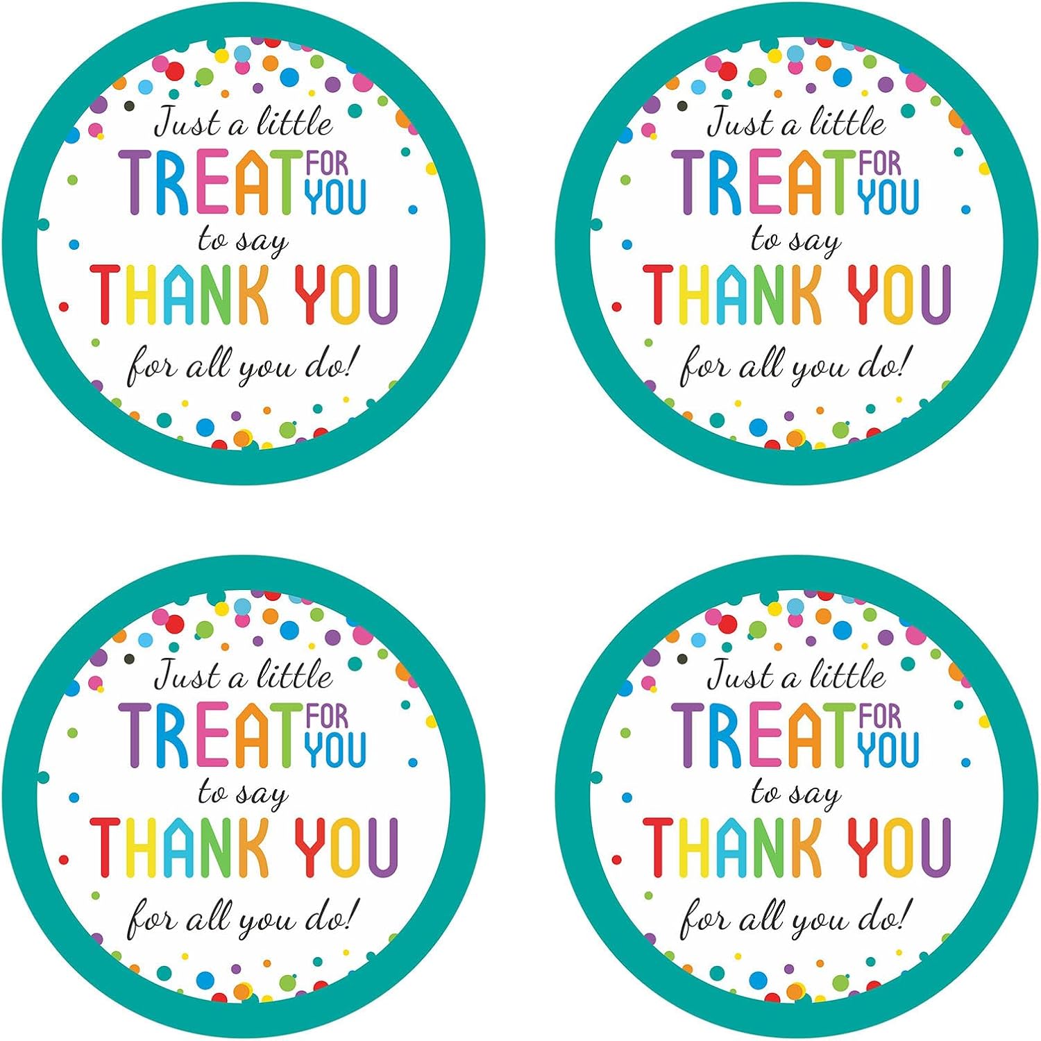 180 PCS Thank You for All You Do Stickers Appreciation Thank You Stickers 2 Inch Colorful Dots Just for You Sticker for Teachers Nurses Employees Mail Envelope Packaging Gift Wrapping Label Stickers