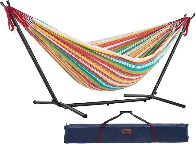 Cotton Hammock with Wooden Stand - 250 cm Salsa - Spacious Garden Relaxation