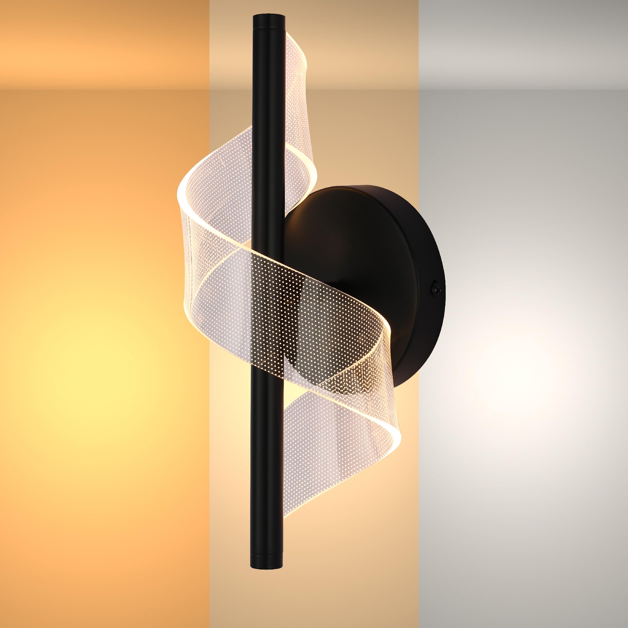 TEKLED myHome LED Spiral Modern Wall Sconce Light, Black