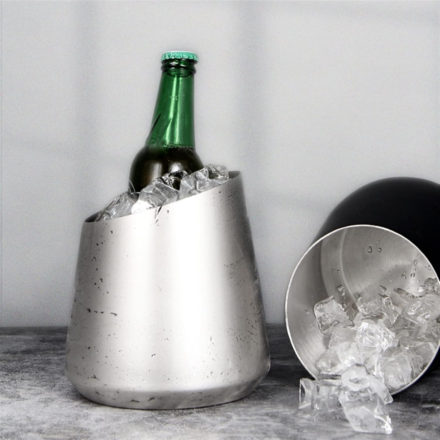 Cubitera Botella Vino Cubo de Hielo de Acero Inoxidable 1.6L Bebada de Bebidas Multifunción Vino refrigerador Use bañera de Hielo para Barras Interiores o al Aire Libre