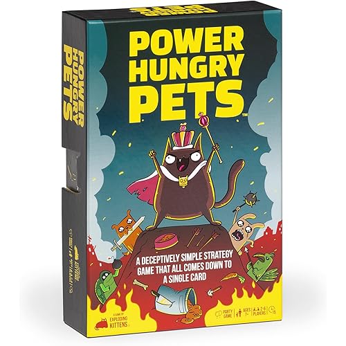 Exploding Kittens Power Hungry Pets 2-6 Players - Ages 7+ - 15 Minutes to Play - Strategic and Simple Card Game - Party Game, Family Game Night, Kid and Adult Card Game