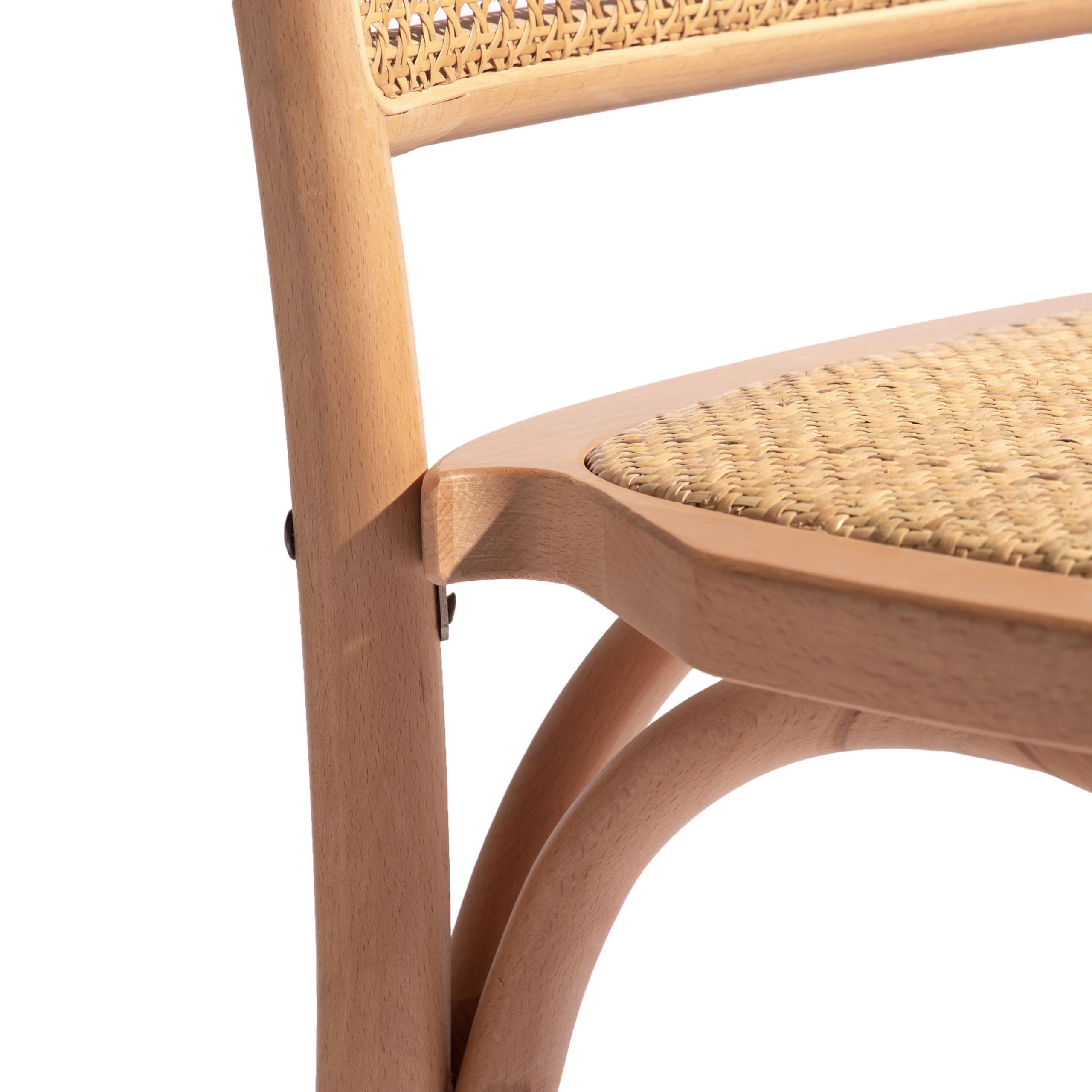 Adec Group Toscana, Pack 2 Sillas de Comedor, Silla Salón, Acabado en Madera Natural y Ratan, Medidas: 43,5 cm (Ancho) x 44,5 cm (Largo) x 87,5 cm (Alto)