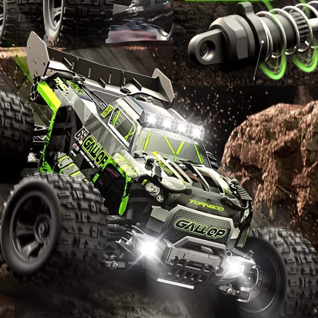 Premium RC Monster Truck Ferngesteuert Offroad 1:18 Ferngesteuertes Auto für Kinder 48km/h Monstertruck Crawler Elektrisch 4WD Allradantrieb 2,4 GHz