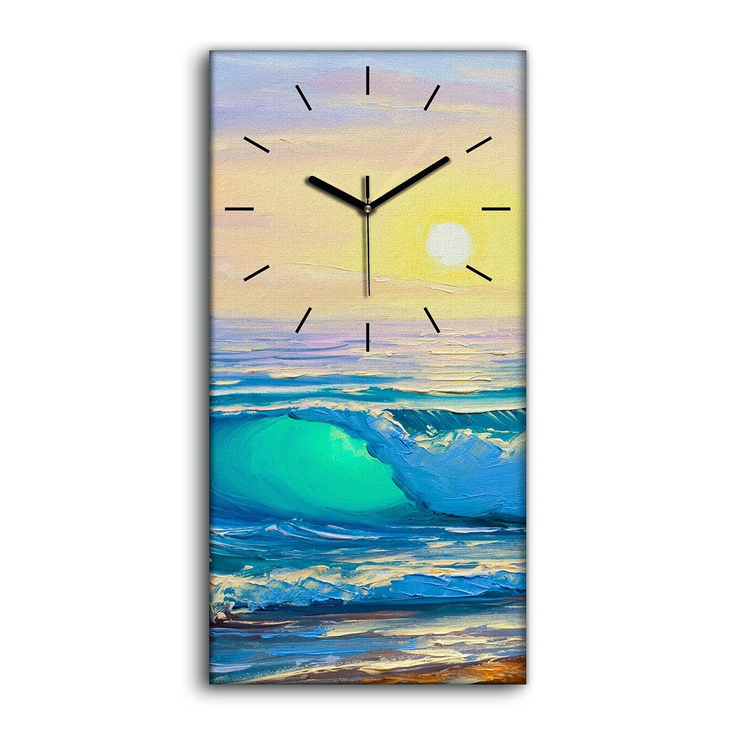 Horloge sur Toile Silencieuse pour Chambre et Salon Décoration Zen Paysage Marin