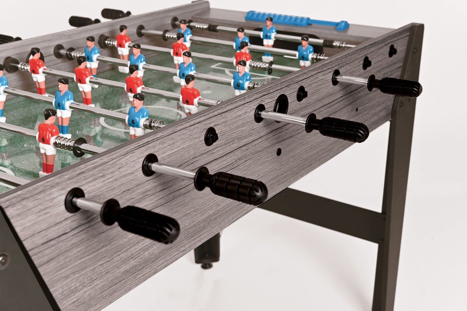 Garlando [Calcio balilla F-ZERO Rovere Grigio] Biliardino Calcetto Da Tavolo Con Aste Telescopiche Rientranti O Aste Uscenti Campo Effetto Erba Segnapunti Integrato Palline Icluse