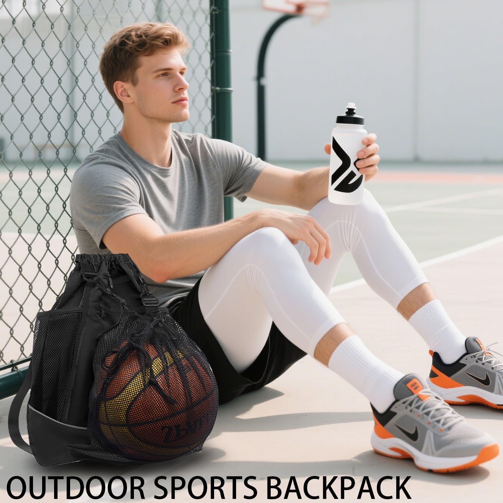 Mochila Deporte Niño, Mochila Deportiva Con Cordón Para Baloncesto, Mochilas De Fútbol Red Portátil De Pelota, para Pelotas Baloncesto, Fútbol, Voleibol