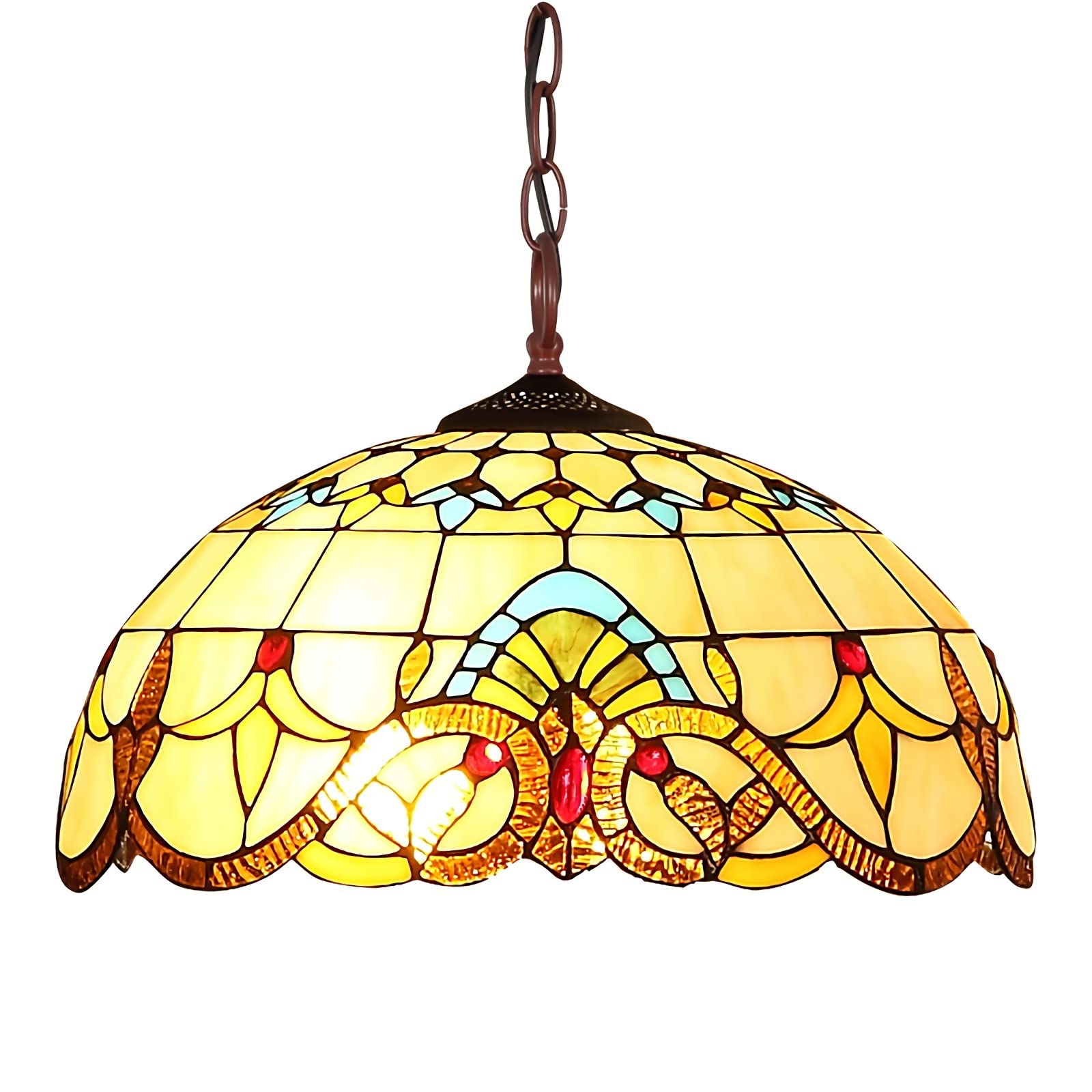 Lustre Baroque Vitrail Jaune pour une Ambiance Chaleureuse unique - 6
