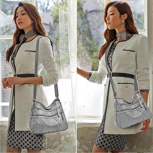 Miniatura 2 de Bolso cruzado para mujer, bolso de hombro ligero para mujer, de piel sintética, bolso de mensajero con múltiples bolsillos