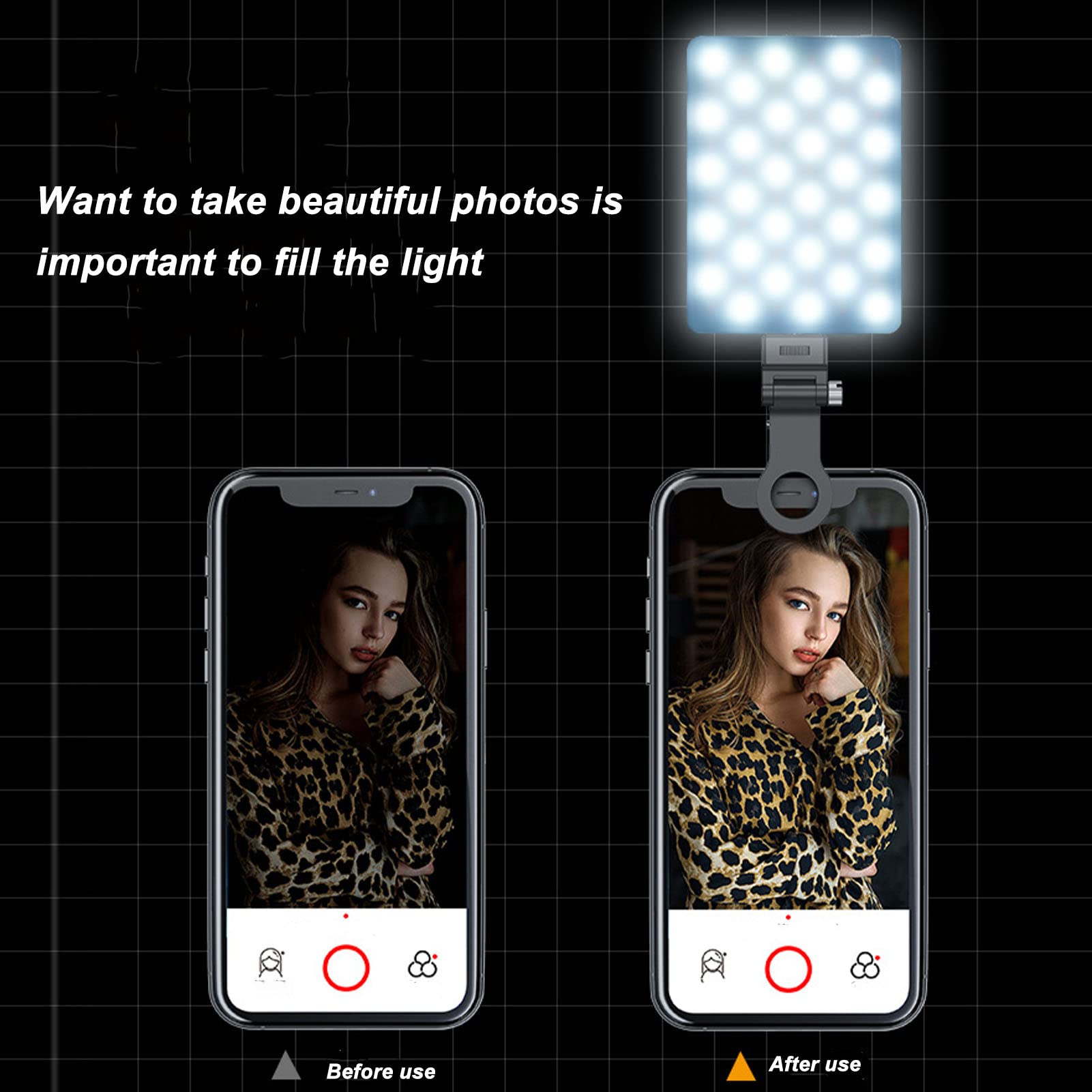 Cell Phone Fill Light, 2000 Mah Clip Fill Video Light for Phone Dual Color Temperature Portable Video Conference Lighting Selfie Light