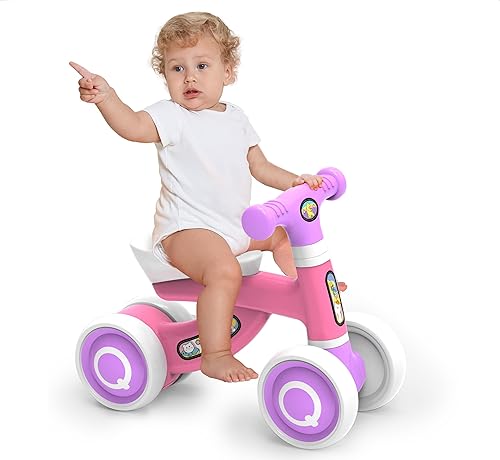 BELLOCHIDDO Bicicleta de equilibrio para niños pequeños Bicicleta de equilibrio para bebés de 1 año con 4 ruedas silenciosas de EVA, juguetes para