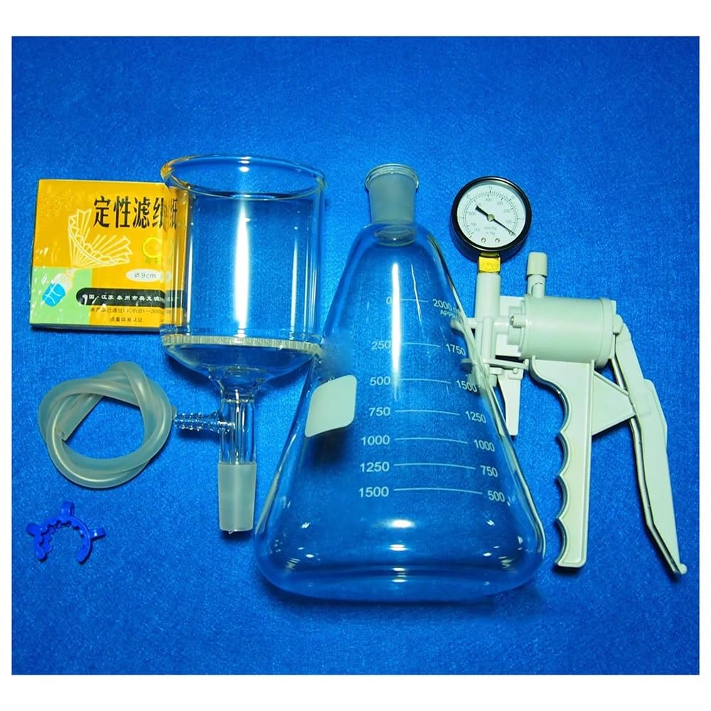Equipos y suministros de laboratorio Unidad de filtración por succión 2000 ml, embudo 90 mm, matraz 2 litros y bomba vacío