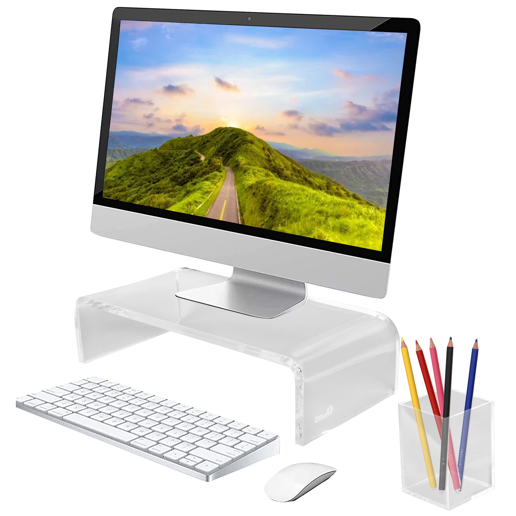 Buy OFFICE1ST Acrylic Monitor Stand Monitor Riser Computer Stand